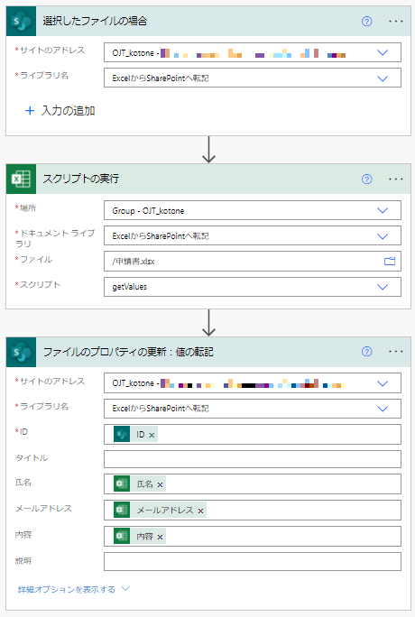 【Power AutomateでExcelからSharePointへ】Power Automate(Office スクリプト)
