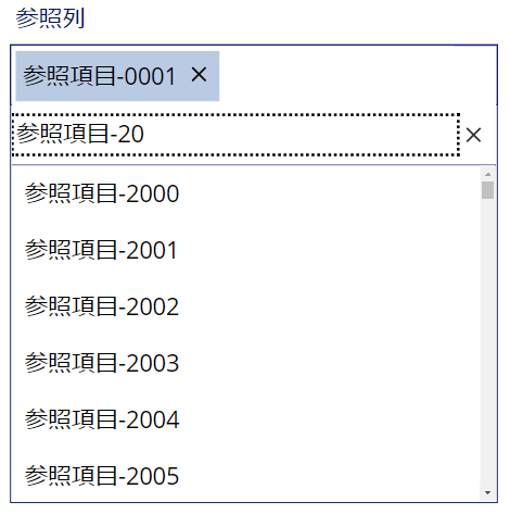 参照列 × Choices 関数-検索項目の設定
