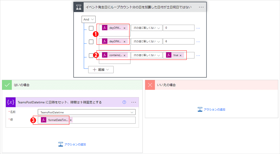 Power Automat 営業日確認ループ